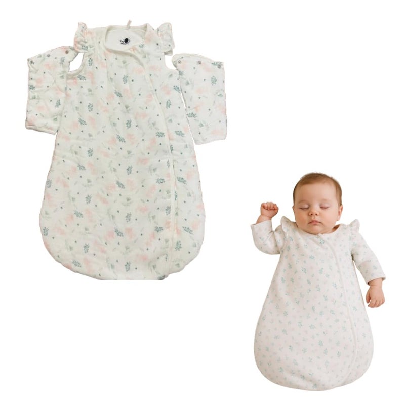 Tiny Moon Muslin Sleep Sack for Babies | 2.5 TOG 100% Cotton Sleeping Bag | Size: 0-6 Months (45cm * 67cm) | Unisex Lightweight Wearable Blanket | Gift for Babies - Image 1