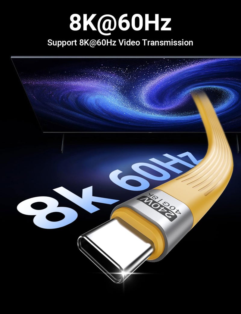 VAFOTON PD 240W Short USB C Cable/USB 4.0 USB C Short Cable/40Gbps Data Transfer, 8K 60Hz Video Display, Thunderbolt 3/4 for 1Phone16/15, Ma-Book/1Pad Series, Samsung Galaxy, Android Auto, VR Device - Image 3