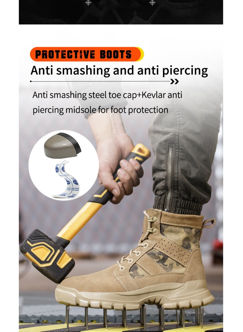 general High-Top Safety Work Shoes for Men - Steel Toe, Puncture & Smash Resistant, Wear-Resistant, Anti-Skid, Air Cushioned Protection Sneakers for Outdoor & Heavy Duty Jobs - Image 4