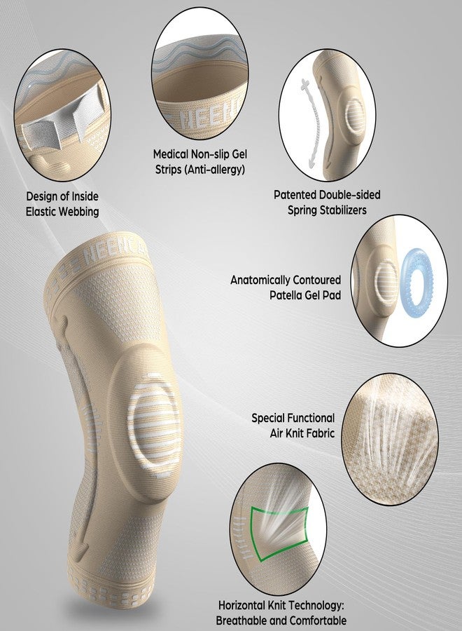 NEENCA Professional Knee Brace for Pain Relief, Medical Knee Support with Patella Pad & Side Stabilizers, Compression Knee Sleeve for Meniscus Tear, ACL, Joint Pain, Runner, Workout (Beige, Small) - Image 2