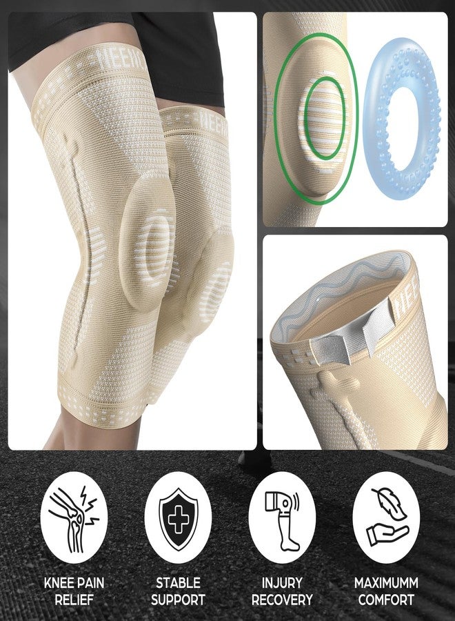 NEENCA Professional Knee Brace for Pain Relief, Medical Knee Support with Patella Pad & Side Stabilizers, Compression Knee Sleeve for Meniscus Tear, ACL, Joint Pain, Runner, Workout (Beige, Small) - Image 4