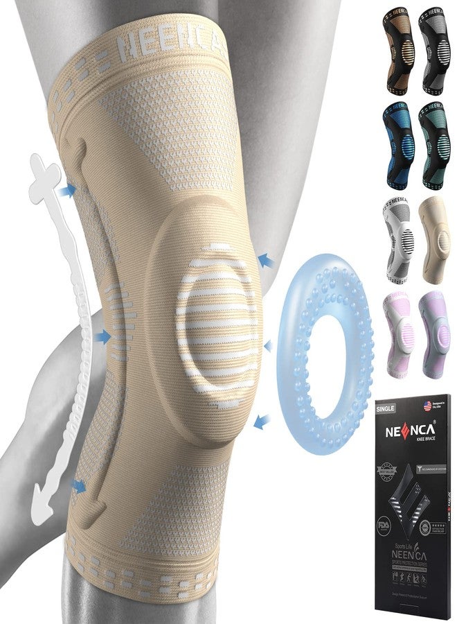 NEENCA Professional Knee Brace for Pain Relief, Medical Knee Support with Patella Pad & Side Stabilizers, Compression Knee Sleeve for Meniscus Tear, ACL, Joint Pain, Runner, Workout (Beige, Small) - Image 1