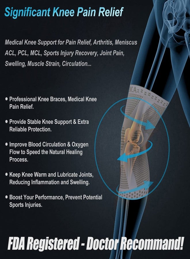 NEENCA Professional Knee Brace for Pain Relief, Medical Knee Support with Patella Pad & Side Stabilizers, Compression Knee Sleeve for Meniscus Tear, ACL, Joint Pain, Runner, Workout (Beige, Small) - Image 3