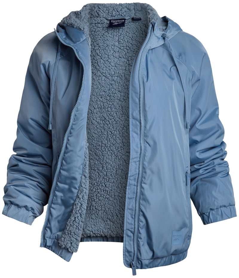 Reebok Womens Windbreaker Jacket - Water and Wind Resistant Midweight Cozy Sherpa Fleece Insulated Softshell Jacket for Women, Size Medium, Cloudy Blue - Image 1