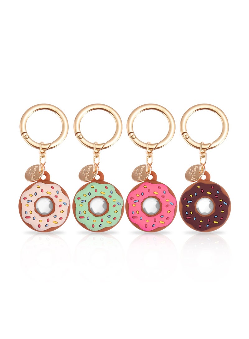 KASTWAVE 4 Pack Keychain Donut Case for AirTag, Cute Protective for AirTag Holder with Anti-Lost Keychain - Image 1