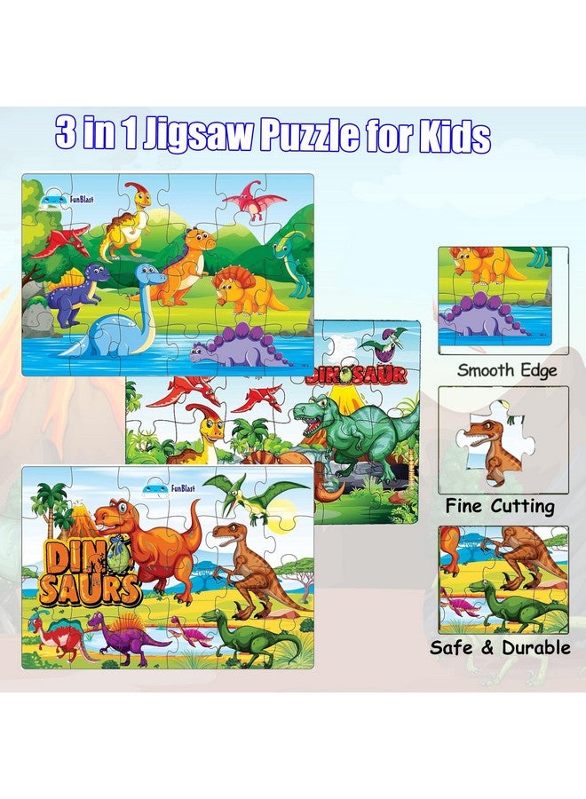 فنبلاست لعبة أحجية الصور المقطوعة على شكل ديناصور من فن بلاست للأطفال - ألعاب أحجية تعليمية، أحجية صور مقطوعة، أحجية أرضية للأولاد والبنات والأطفال بعمر 3 سنوات فما فوق (72 قطعة؛ متعددة الألوان) - Image 4