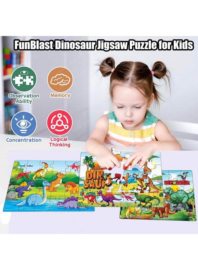 فنبلاست لعبة أحجية الصور المقطوعة على شكل ديناصور من فن بلاست للأطفال - ألعاب أحجية تعليمية، أحجية صور مقطوعة، أحجية أرضية للأولاد والبنات والأطفال بعمر 3 سنوات فما فوق (72 قطعة؛ متعددة الألوان) - Image 3