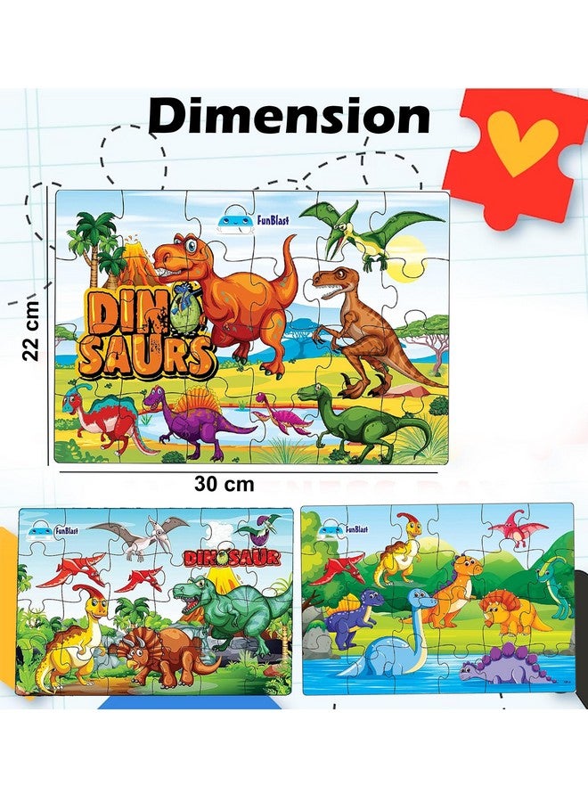 فنبلاست لعبة أحجية الصور المقطوعة على شكل ديناصور من فن بلاست للأطفال - ألعاب أحجية تعليمية، أحجية صور مقطوعة، أحجية أرضية للأولاد والبنات والأطفال بعمر 3 سنوات فما فوق (72 قطعة؛ متعددة الألوان) - Image 2
