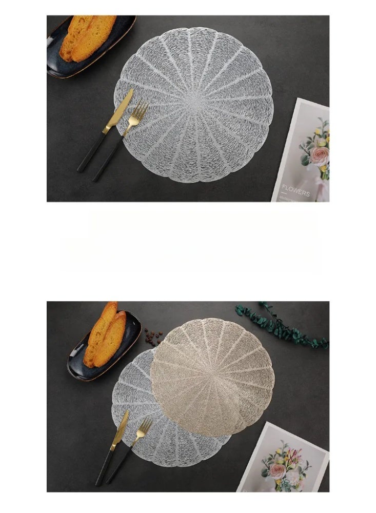 4-Piece Minimalist Luxury Round PVC Gold Foil Heat-Resistant Placemat Set - Image 5