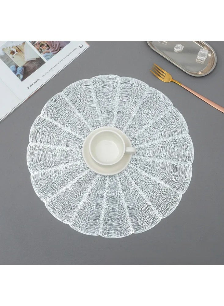 4-Piece Minimalist Luxury Round PVC Gold Foil Heat-Resistant Placemat Set - Image 2