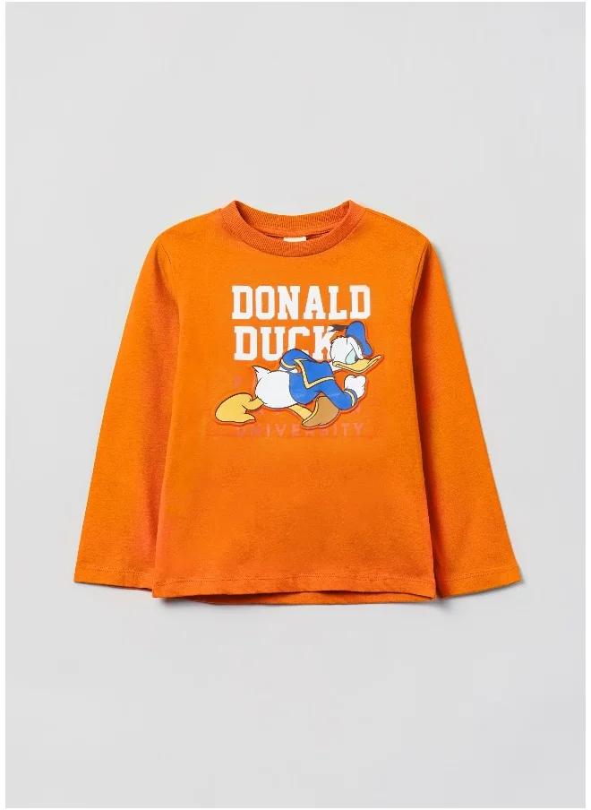 او في اس OVS Long-Sleeved T-Shirt With Donald Duck Print
