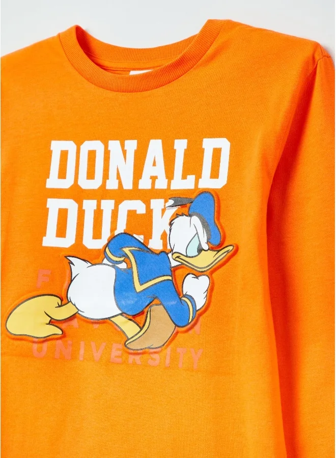 او في اس OVS Long-Sleeved T-Shirt With Donald Duck Print