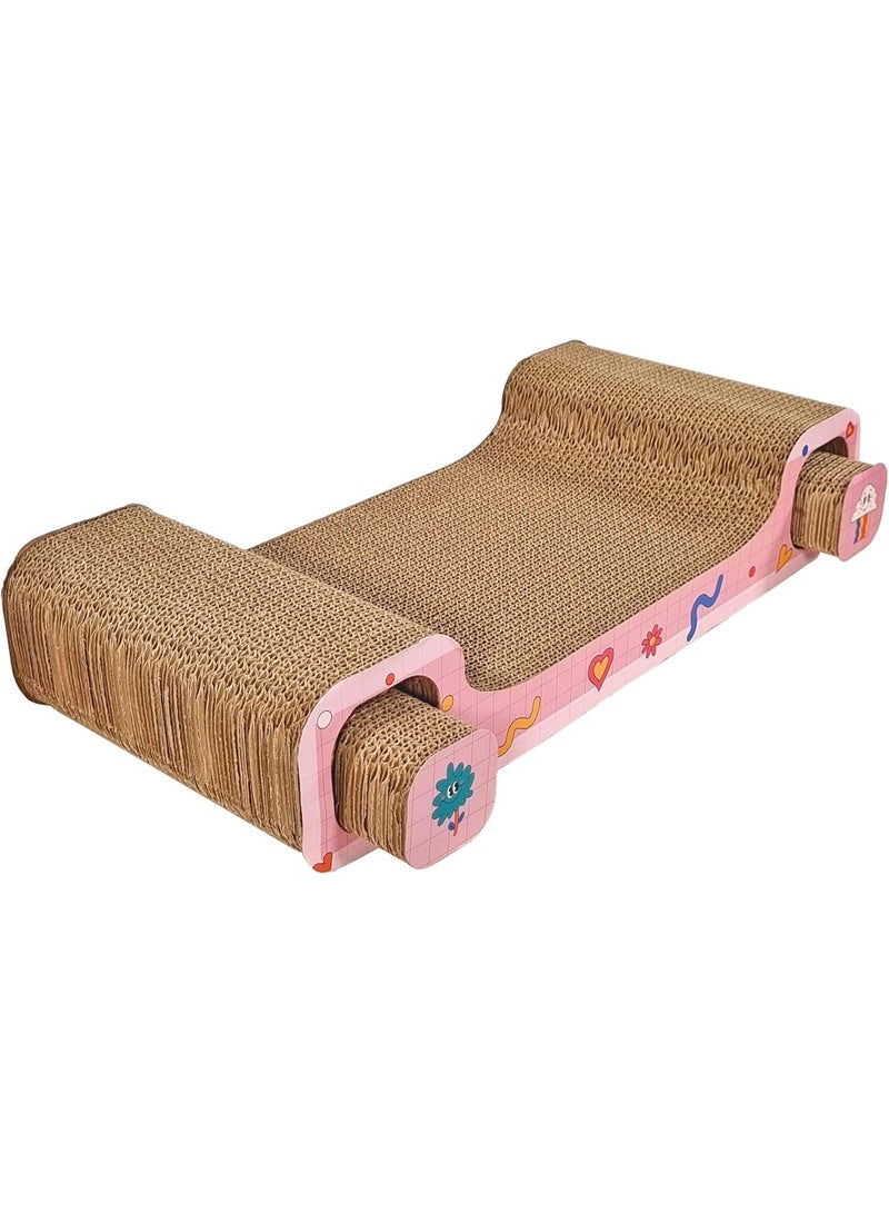 أن ان سي بيتس مجموعة خدش القطط 3 في 1 من الورق المقوى المموج، بنمط لطيف، ونبات النعناع البري، سرير خدش مستطيل مريح للقطط والقطط الصغيرة داخل المنزل، يحمي أثاثك 50 سم - Image 1