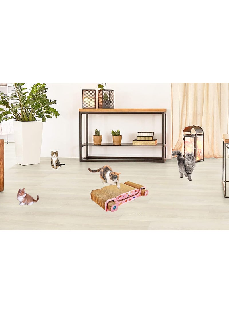 أن ان سي بيتس مجموعة خدش القطط 3 في 1 من الورق المقوى المموج، بنمط لطيف، ونبات النعناع البري، سرير خدش مستطيل مريح للقطط والقطط الصغيرة داخل المنزل، يحمي أثاثك 50 سم - Image 3