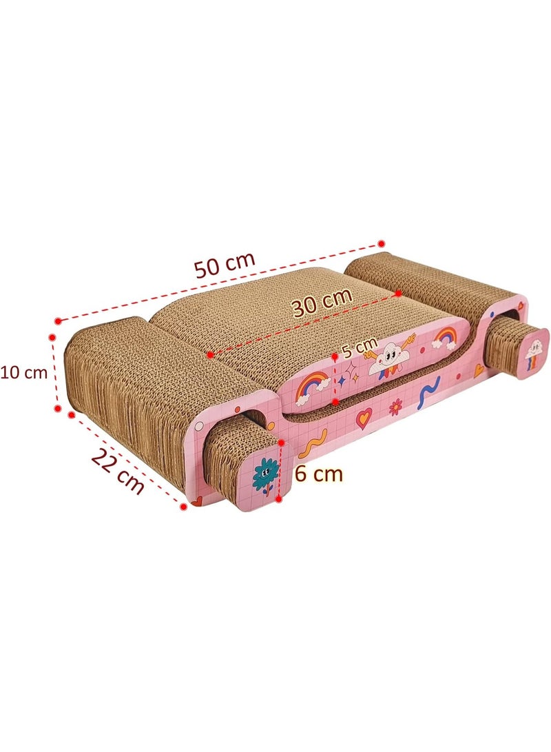 أن ان سي بيتس مجموعة خدش القطط 3 في 1 من الورق المقوى المموج، بنمط لطيف، ونبات النعناع البري، سرير خدش مستطيل مريح للقطط والقطط الصغيرة داخل المنزل، يحمي أثاثك 50 سم - Image 2