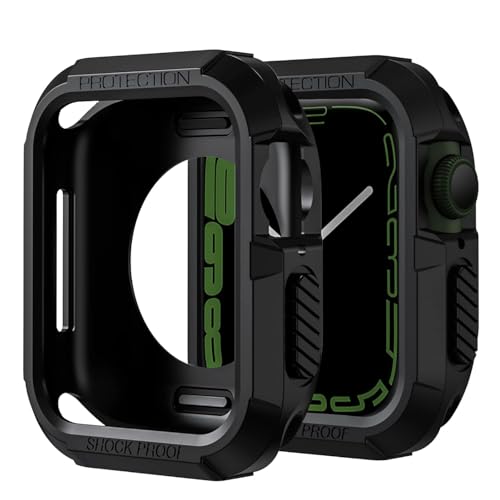 MARVIK Tough Armour Cover Case Compatible with Apple Watch Series 9/8/7 (45mm) | Series 6 | SE | SE2 | Series 5 | Series 4 (44mm) - Black - Image 3