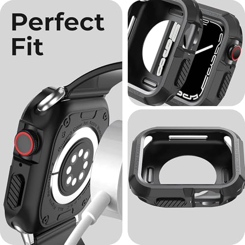 MARVIK Tough Armour Cover Case Compatible with Apple Watch Series 9/8/7 (45mm) | Series 6 | SE | SE2 | Series 5 | Series 4 (44mm) - Black - Image 5