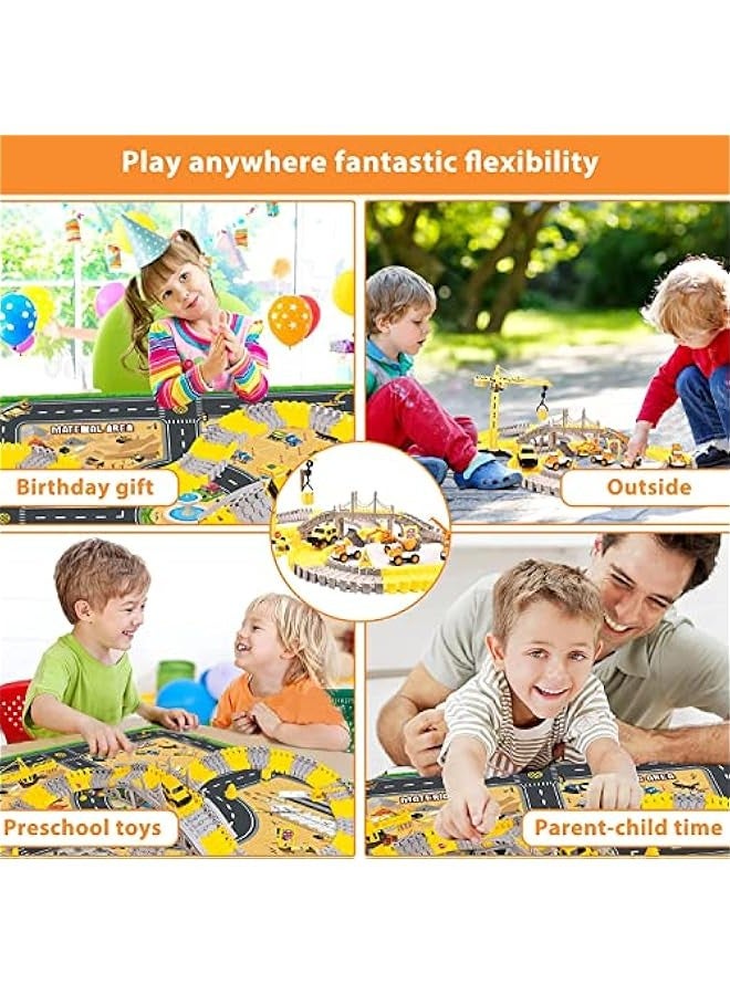 305 Pcs Construction Race Tracks for Kids Toys， 2 Electric Toy Cars,4Construction Cars, DIY Collage Flexible Track Toys Set, Kids Gifts for 3 4 5 6 7 8 Year Old Boys and Girls Toys - Image 5