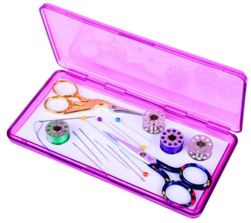 ArtBin 6905AB SewLutions Slim Line Magnetic Box 1 Small Art Craft Organizer Polypropylene Plastic with Magnetic Bottom Translucent Raspberry - Image 1