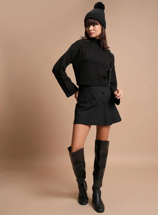 Tokyo Talkies Cable Knit High Neck Sweater by Styli