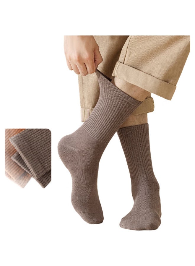 COTTON Autumn And Winter New Men'S Socks [100% Pure Cotton, Antibacterial, Odor-Resistant] Long Tube Solid Color High Tube Long Socks 5 Pairs - Image 2