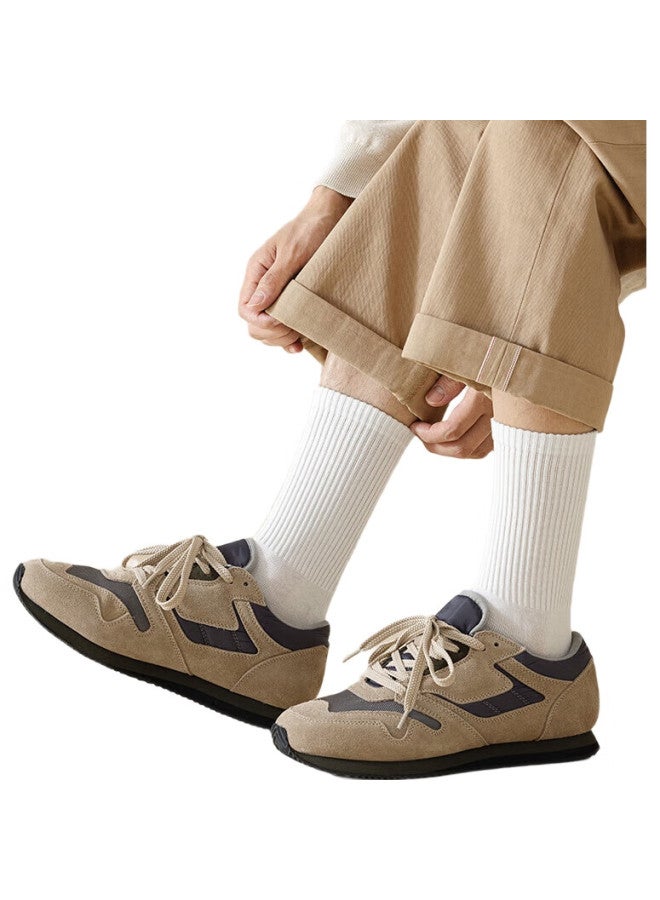 COTTON Autumn And Winter New Men'S Socks [100% Pure Cotton, Antibacterial, Odor-Resistant] Long Tube Solid Color High Tube Long Socks 5 Pairs - Image 1