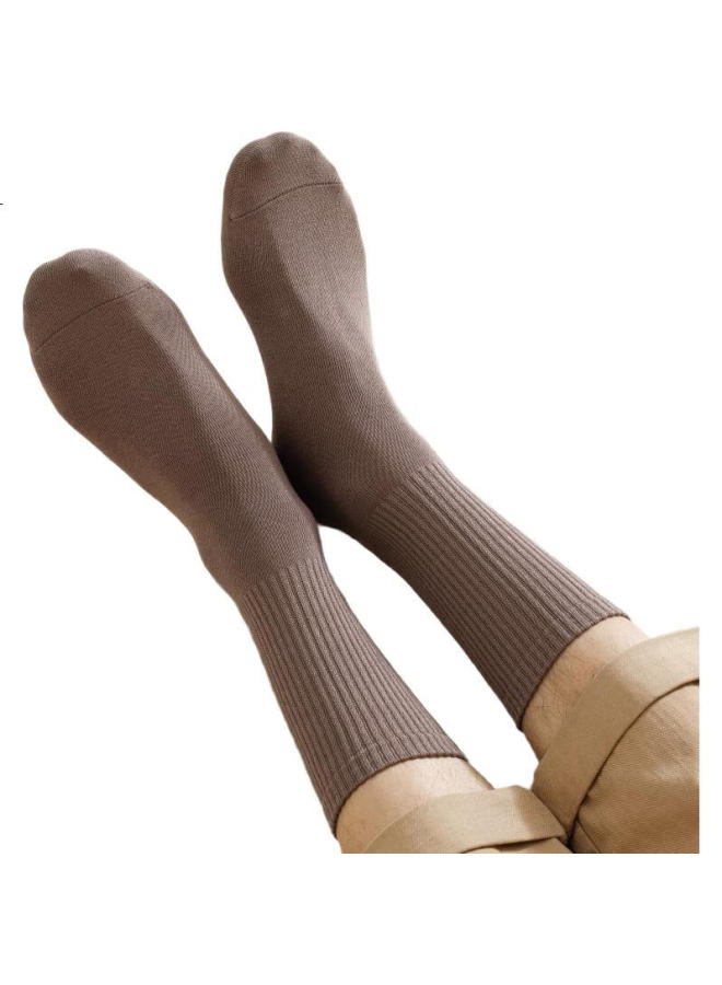 COTTON Autumn And Winter New Men'S Socks [100% Pure Cotton, Antibacterial, Odor-Resistant] Long Tube Solid Color High Tube Long Socks 5 Pairs - Image 3