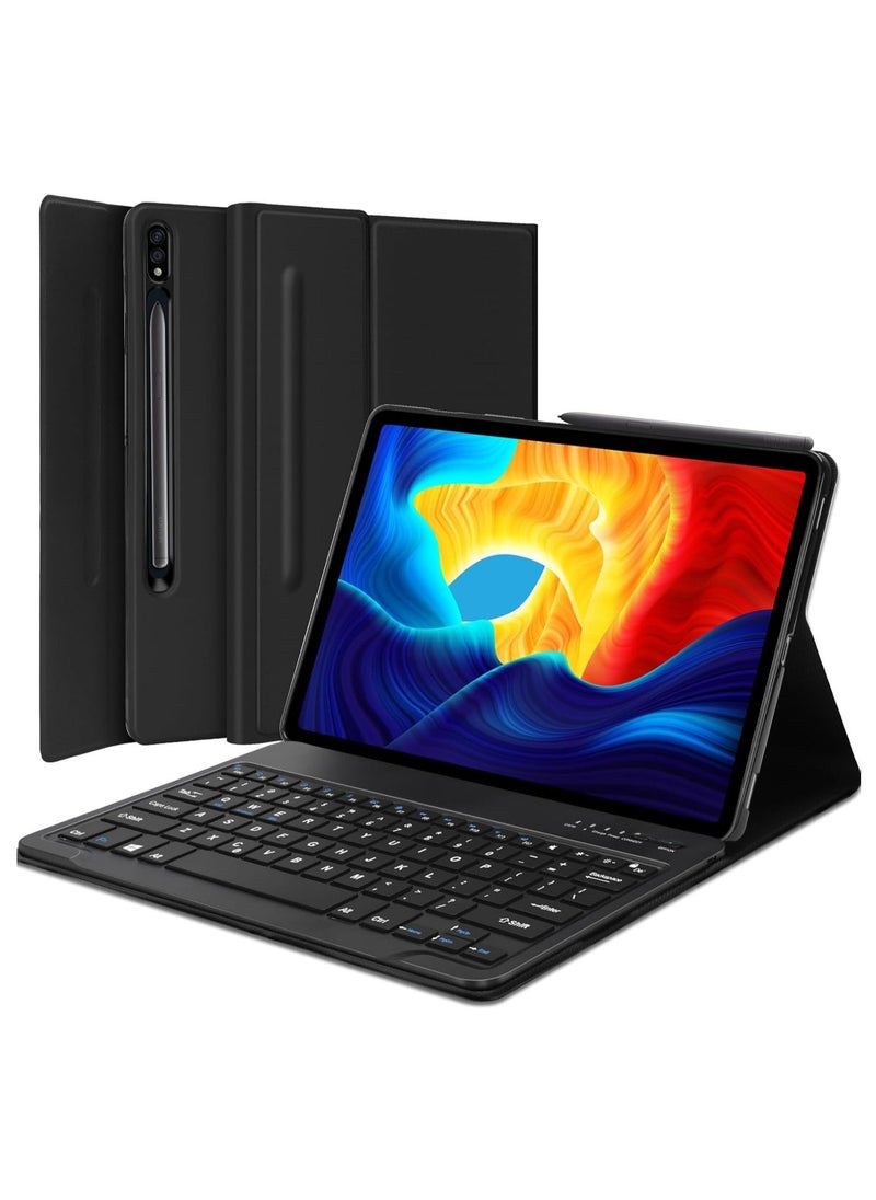 TIGER Samsung Galaxy Tab S8 Plus/S7 FE/S7 Plus 12.4” Keyboard Case | Magnetic Detachable Bluetooth Keyboard with Protective Stand Cover | S Pen Charging Support for Tab S8+ 2022, S7 FE 2021, S7+ 2020, Black - Image 1