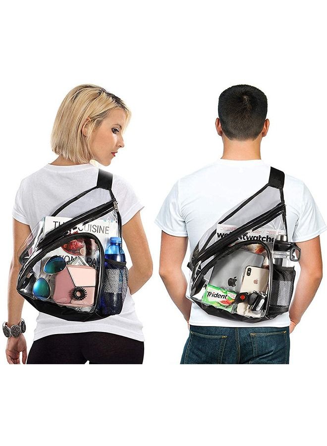 Generic Roll Over Image to Zoom in Brand:ELECDON Sling Bag,Clear PVC Sling Bag,Backpack with Adjustable Strap,Designed for Men,Women,Children Transparent Shoulder Crossbody Backpack Chest Casual Daypack  - Image 4
