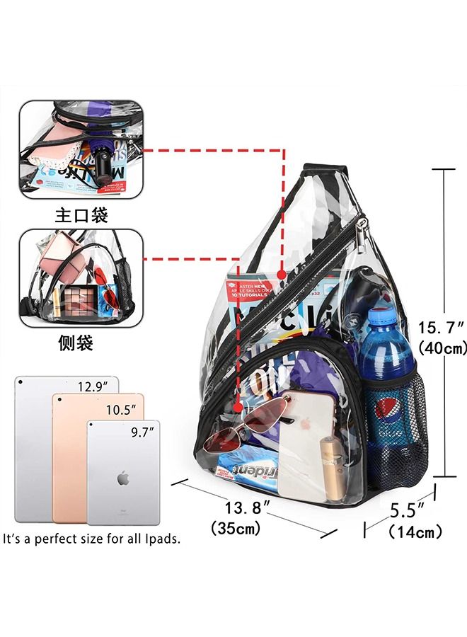 Generic Roll Over Image to Zoom in Brand:ELECDON Sling Bag,Clear PVC Sling Bag,Backpack with Adjustable Strap,Designed for Men,Women,Children Transparent Shoulder Crossbody Backpack Chest Casual Daypack  - Image 2