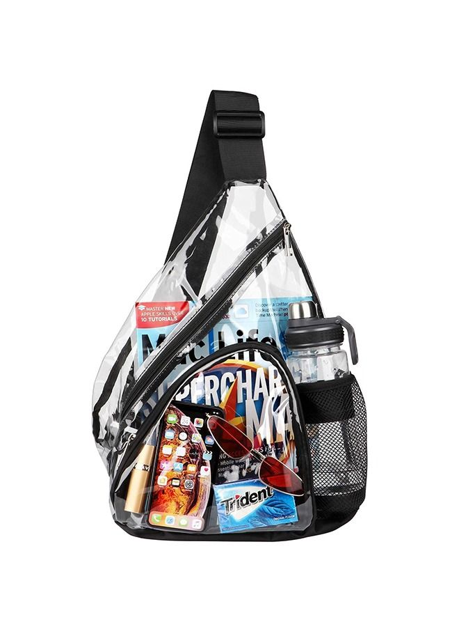 Generic Roll Over Image to Zoom in Brand:ELECDON Sling Bag,Clear PVC Sling Bag,Backpack with Adjustable Strap,Designed for Men,Women,Children Transparent Shoulder Crossbody Backpack Chest Casual Daypack  - Image 1