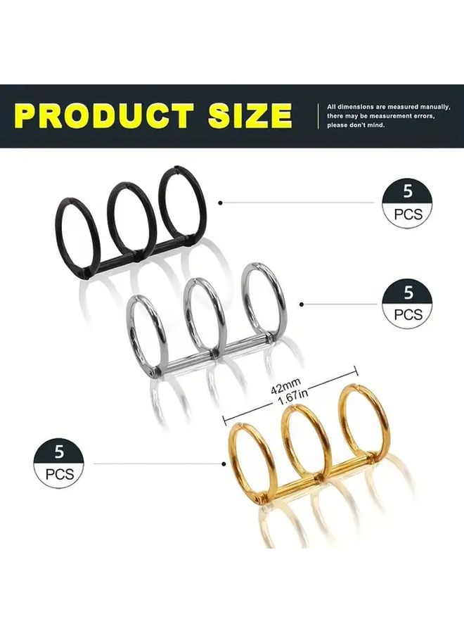 15 Pcs Snap Hinged Metal Binder Rings Set 20mm Golden Silver Black For Notebook Album - Image 3