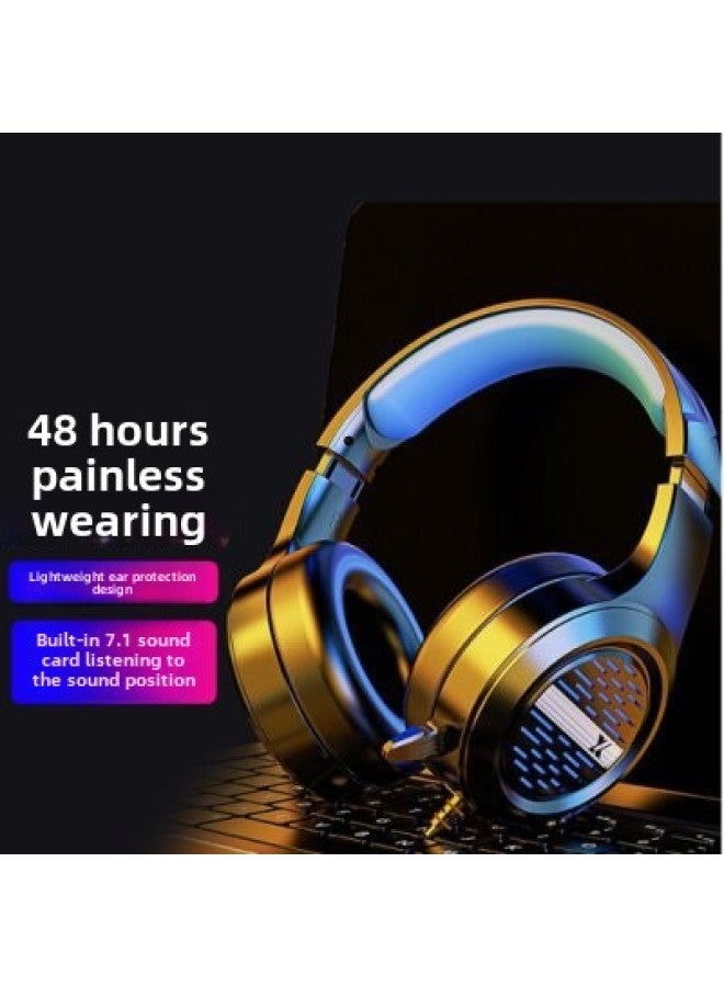 Forerunner Headset Bluetooth Headset Gaming Computer ESports Comfortable Wired Headset Ear Protection All-inclusive Earmuffs Wholesale-Color:Black Blue Matte Double-hole Short Wheat Version  - Image 1