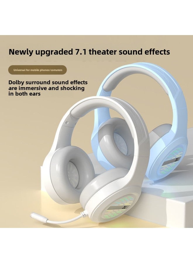 Forerunner Headset Bluetooth Headset Gaming Computer ESports Comfortable Wired Headset Ear Protection All-inclusive Earmuffs Wholesale-Color:Black Blue Matte Double-hole Short Wheat Version  - Image 2