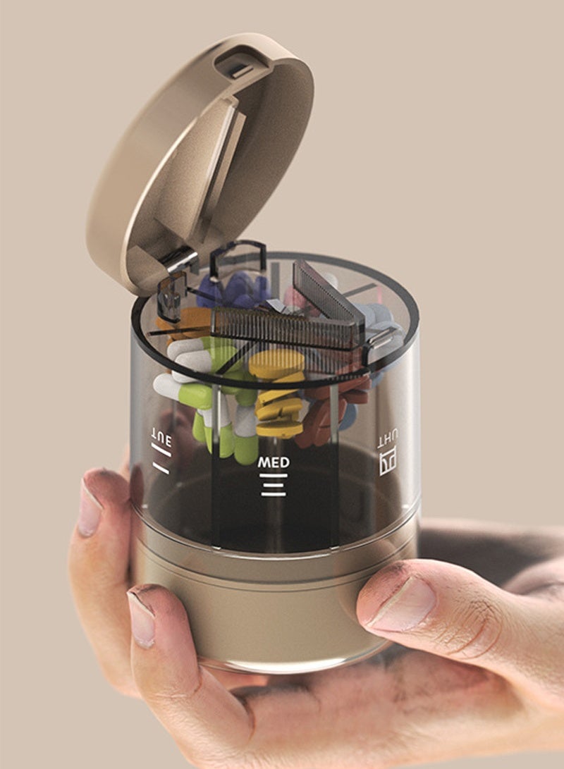 لبونير زجاجة كبيرة لتنظيم المكملات الغذائية الأسبوعية، تتسع لكمية كبيرة من الفيتامينات لمدة أسبوع واحد، مزودة بفتحات واسعة ومصممة لمنع الاختلاط، سهلة الاستخدام، مزودة بقاطع أدوية، لون رمادي - Image 2