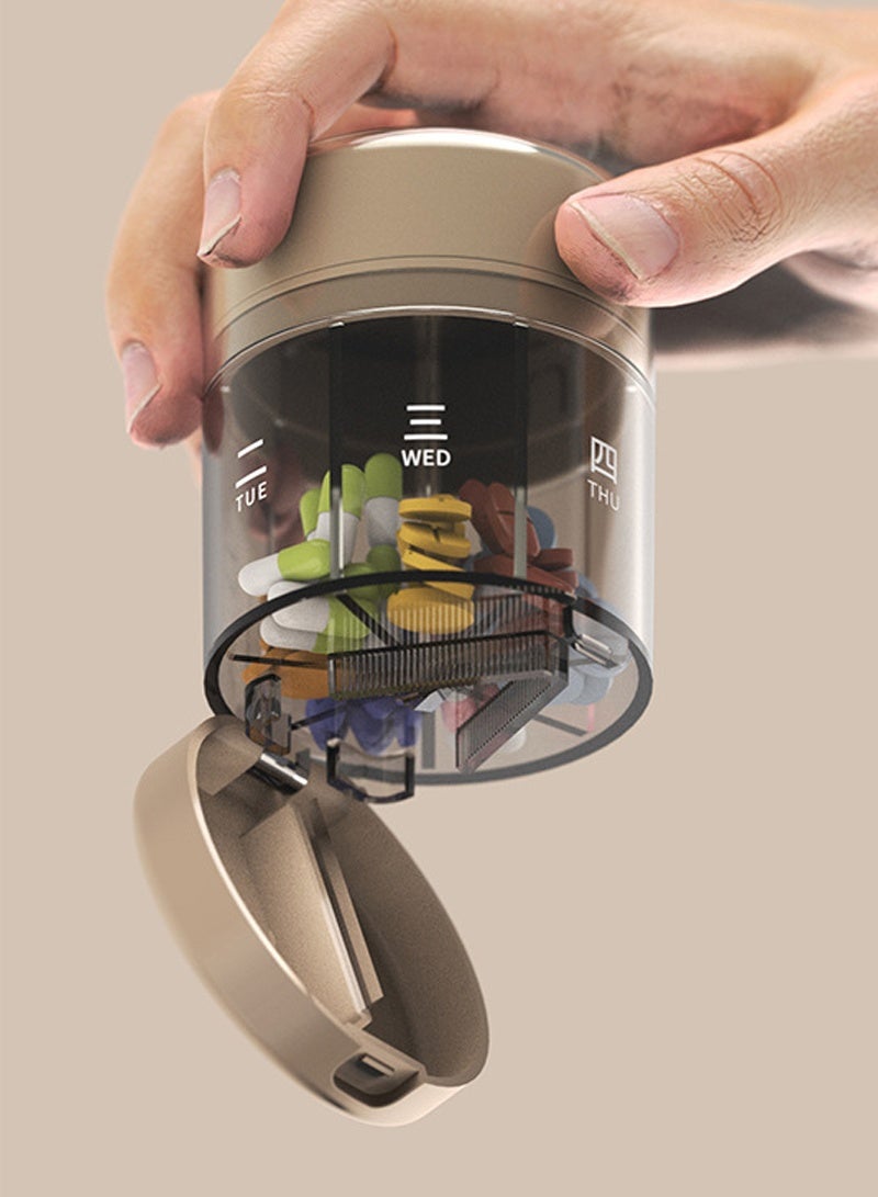 لبونير زجاجة كبيرة لتنظيم المكملات الغذائية الأسبوعية، تتسع لكمية كبيرة من الفيتامينات لمدة أسبوع واحد، مزودة بفتحات واسعة ومصممة لمنع الاختلاط، سهلة الاستخدام، مزودة بقاطع أدوية، لون رمادي - Image 3