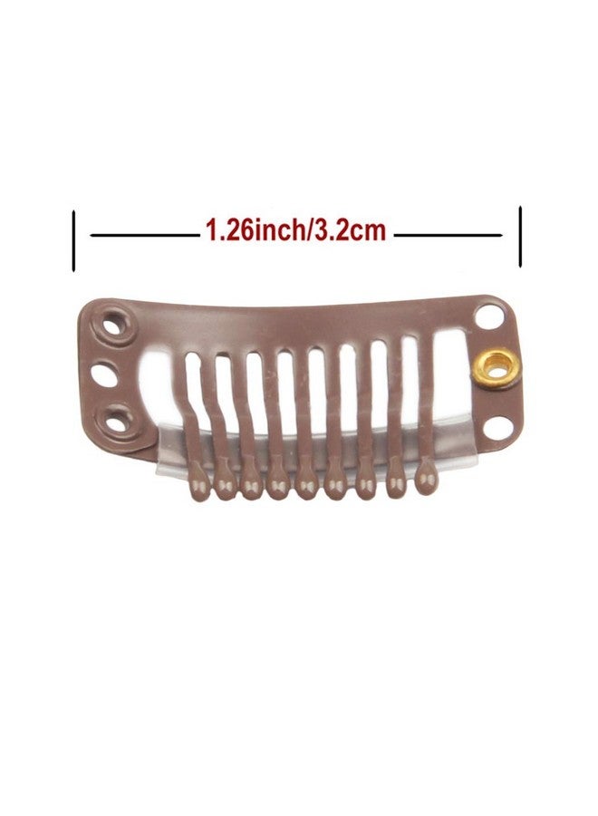 في هونج 20 قطعة من مشابك الشعر المستعار المصنوعة من الفولاذ المقاوم للصدأ ذات 9 أسنان، مشابك وصلات الشعر، مشابك إكسسوارات الشعر المستعار، مشابك اصنعها بنفسك لوصلات الشعر المستعار (بني فاتح) - Image 3