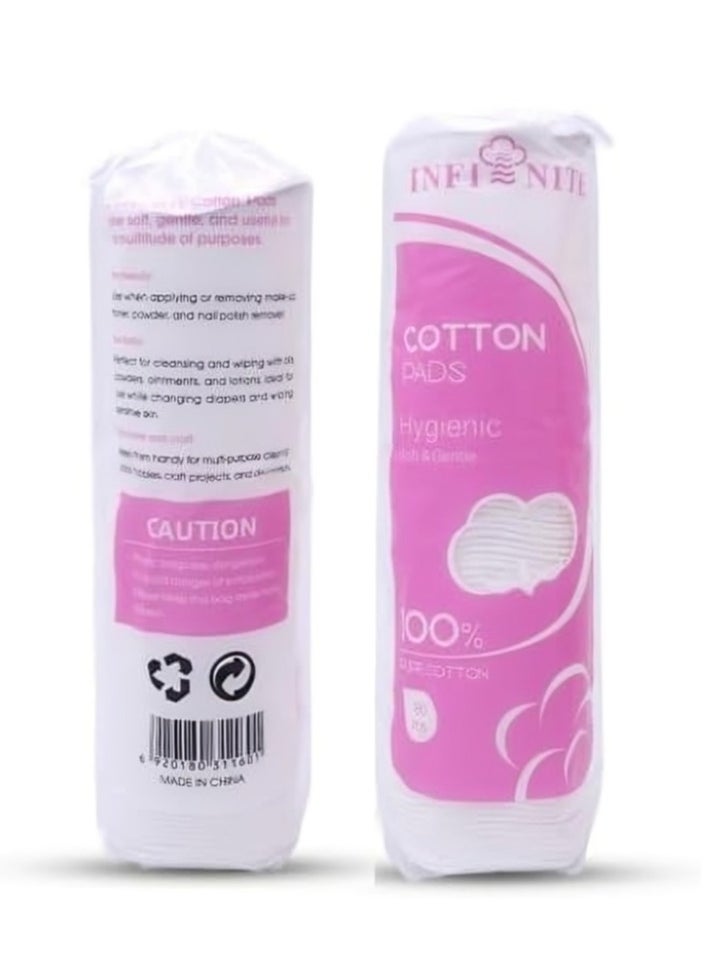 Infinite Pure Cotton Makeup Pads, Nail Polish And Cleansing Face, Pack of 3, Pack of 80 Cotton Round  - Image 2