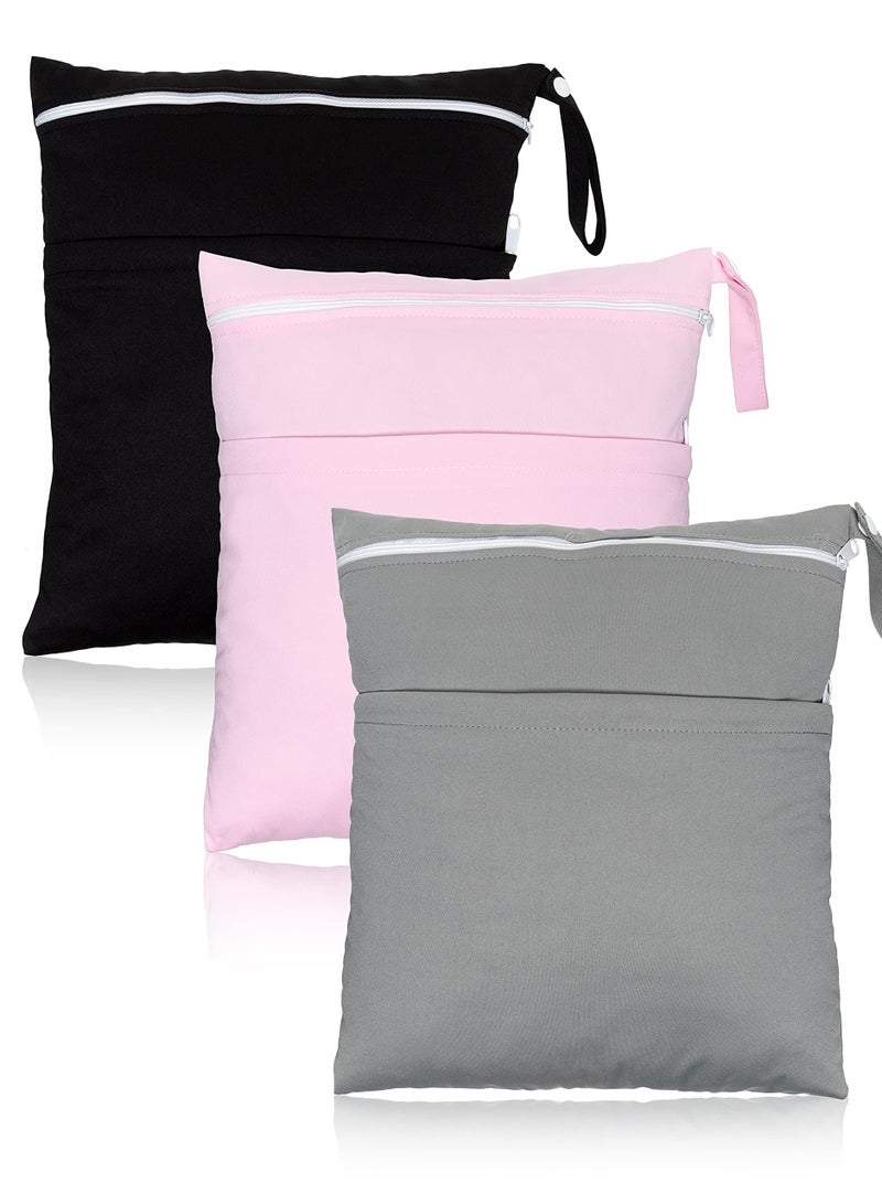 Captaintech Reusable Waterproof Wet Bag for Cloth Diapers, 3Pcs with Dual Zippered Pockets - Ideal for Stroller, Travel, Beach, Pool, Daycare, Yoga, and Gym - Image 1