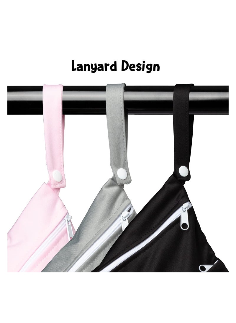 Captaintech Reusable Waterproof Wet Bag for Cloth Diapers, 3Pcs with Dual Zippered Pockets - Ideal for Stroller, Travel, Beach, Pool, Daycare, Yoga, and Gym - Image 2