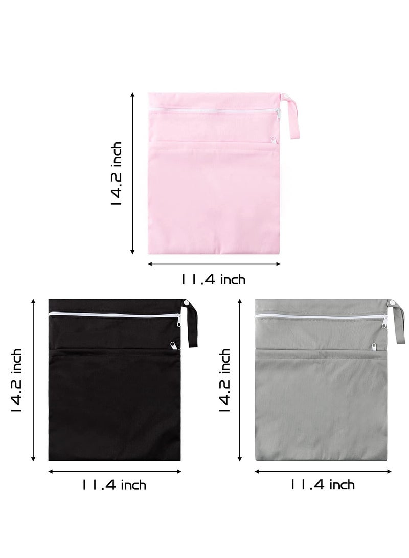 Captaintech Reusable Waterproof Wet Bag for Cloth Diapers, 3Pcs with Dual Zippered Pockets - Ideal for Stroller, Travel, Beach, Pool, Daycare, Yoga, and Gym - Image 5