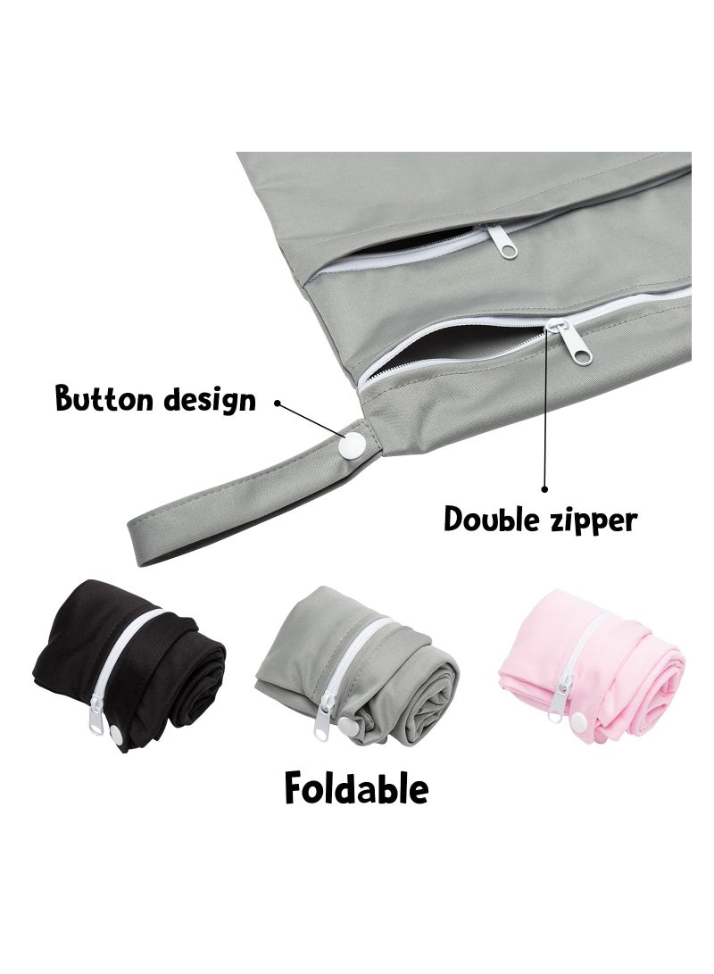 Captaintech Reusable Waterproof Wet Bag for Cloth Diapers, 3Pcs with Dual Zippered Pockets - Ideal for Stroller, Travel, Beach, Pool, Daycare, Yoga, and Gym - Image 3