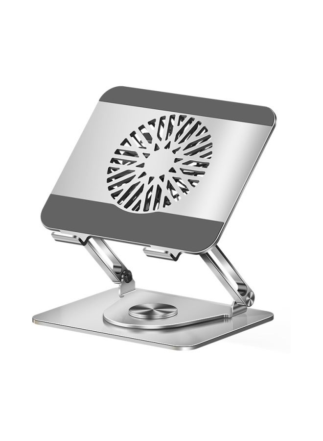 Loquat 360-degree Rotatable Carbon Steel Laptop Folding Bracket Flat Desktop Lifting Fan Heat Dissipation-Color:L121 Swivel-Fan-silver  - Image 1