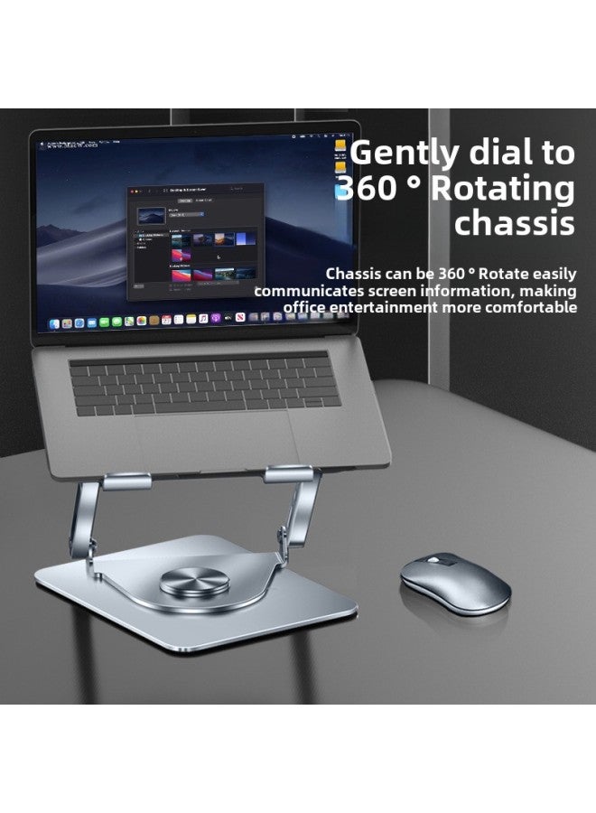Loquat 360-degree Rotatable Carbon Steel Laptop Folding Bracket Flat Desktop Lifting Fan Heat Dissipation-Color:L121 Swivel-Fan-silver  - Image 4