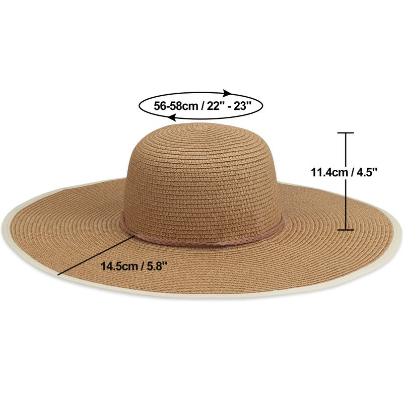 Naivlizer Women Wide Brim Sun Hat UPF50 Straw Summer Hat Floppy Beach Hat Roll-Up,Tie Brown - Image 5