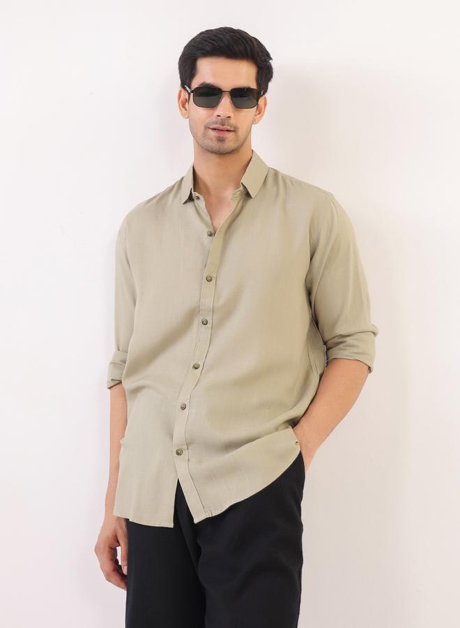 TRULOOM Men Solid Relaxed Fit Rayon Shirt - Image 4