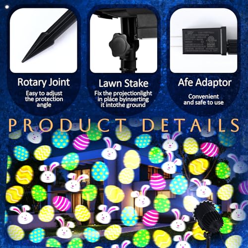 Lingvee Valentine Projector Light with 3 Film Slides Holiday LED Projector Lights for Valentine's Day St. Patrick's Day Easter Outdoor Waterproof Landscape Decorative Lighting Irish Easter Party Decor - Image 4