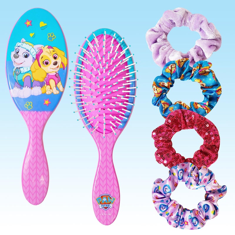 Luv Her Paw Patrol Hair Accessories Set - 9 inch Detangling Brush, 4 Scrunchies & Hair Ties for Girls - Image 1