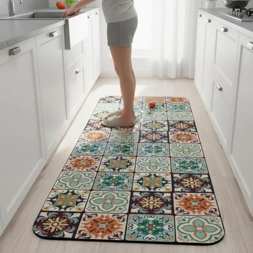 Home-Cloud HomeCloud Rubber Kitchen Mats for Floor Set of 2 Pcs|Non-Skid, Soft Absorbent Rugs for Kitchen, Laundry, and Hallway|120x40cm, 40x60cm| 4mm Thickness (Brown_Multi), rectangular - Image 5