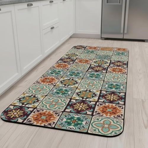 Home-Cloud HomeCloud Rubber Kitchen Mats for Floor Set of 2 Pcs|Non-Skid, Soft Absorbent Rugs for Kitchen, Laundry, and Hallway|120x40cm, 40x60cm| 4mm Thickness (Brown_Multi), rectangular - Image 2